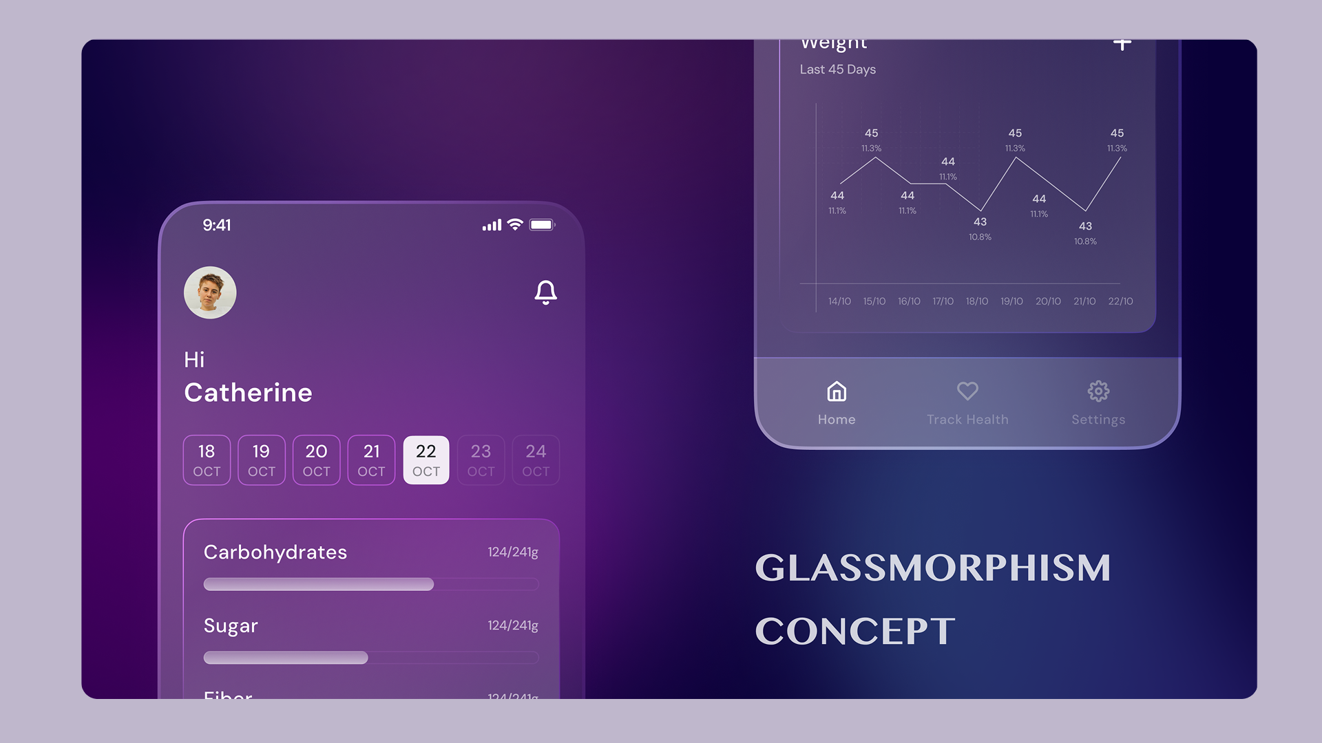 Glassmorphism Fitness Tracker App